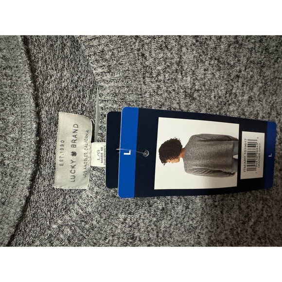 Lucky Brand - NWT - Black / Grey Heather Crew Neck Sweater; Size L - Picture 4 of 4
